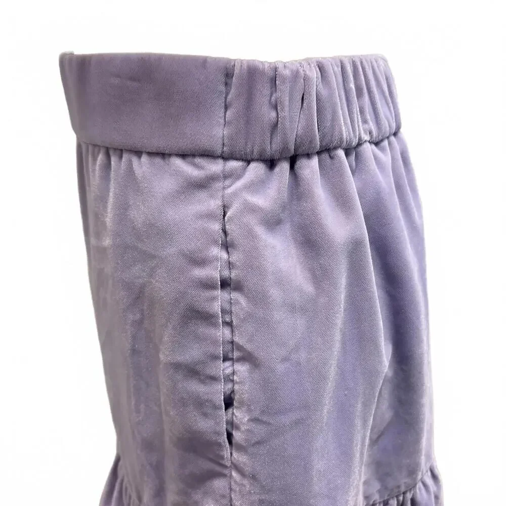 J. Crew Lavender Purple Velvet Ruffled Short Skirt Pleated Coquette Fairy Glam